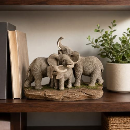 Comfy Hour 9.2 Inch Elephant Statue, Family Decor, 1 Unit - color: Earthy Tones