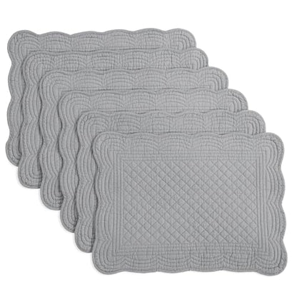 HOMBYS Quilted Placemats Set of 6 Washable-13x18 inches Rectangular Placemats for Kitchen Table-100% Cotton Fabric Rectangular Table Mats, (Dark Grey) - color: Dark Grey