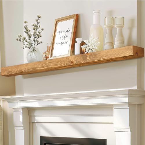 72x7x3in Solid Pine Wood Fireplace Mantel, Natural Wood - color: Natural Wood, size: 72x3x7-solid
