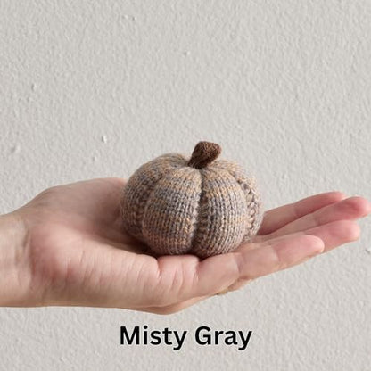 Set of 3 Cozy Mini Knit Pumpkins (Cobblestone Multi-Size Set) - color: Cobblestone Multi-sized