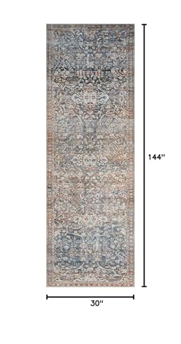 Loloi Chris Loves Julia Jules Denim/Spice 2'-6" x 12'-0" Runner Rug - color: Denim / Spice, size: 2'6" x 12' (Rectangular)