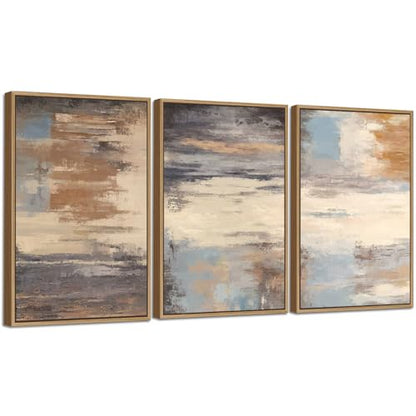 Large Framed Canvas Wall Art, Abstract Colorful Painting Picture, 32"X48"X3 - color: Sepia, size: 32" X 48" X 3pieces Framed