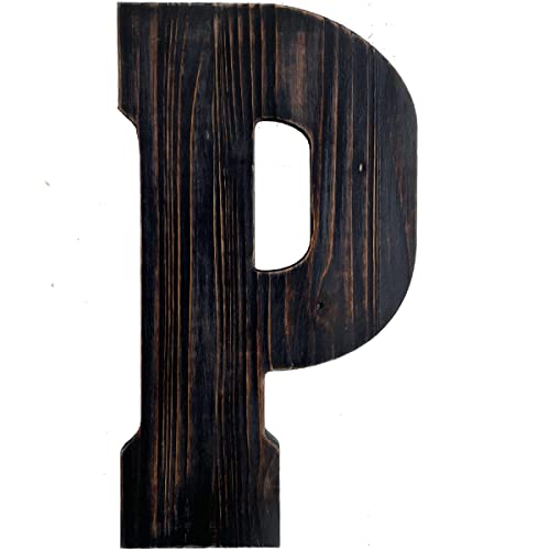 Big Letter Wall Art for Living Room, Bathroom, Bedroom, and Home Decor, Rustic Farmhouse Lettering for Family Last Names, Large Decorative Wood, 14” x 10”(Big P) - color: Big P
