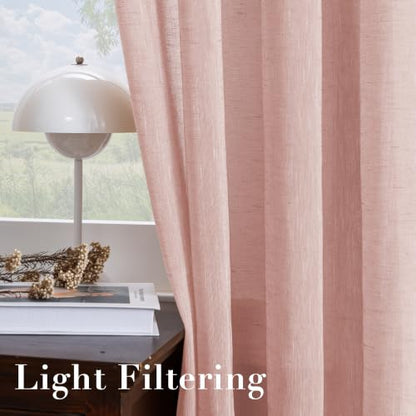 H.VERSAILTEX Baby Pink Linen Sheer Curtains 54" 2 Panels Grommet - color: Baby Pink, size: 52"W x 54"L (Pack of 2)