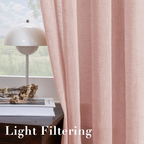 H.VERSAILTEX Baby Pink Linen Sheer Curtains 72" 2 Panels Grommet - color: Baby Pink, size: 52"W x 72"L (Pack of 2)
