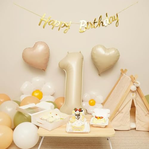 Cream White Beige Heart Balloons,12Pcs 18Inch Heart Shaped Balloons - color: Caramel Cream