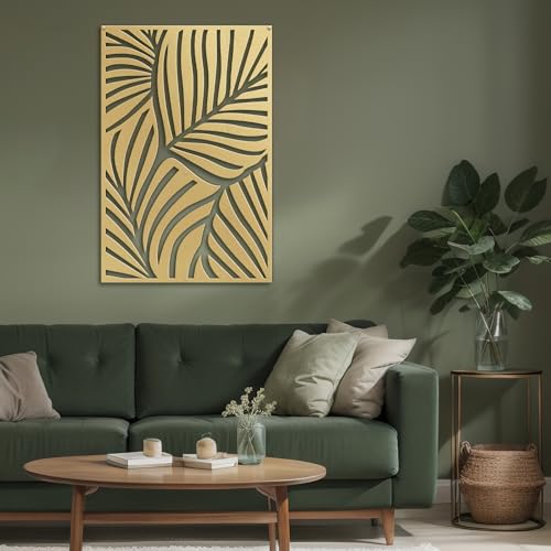 SIGNLEADER Metal Wall Art Decor Gold Leaves Minimalist Modern Abstract Wall Sculpture Hangings Home Decoration for Living Room, Bedroom, Bathroom, Kitchen, Outdoor - 18" Gold - color: Gold, size: 18"L x 18"W