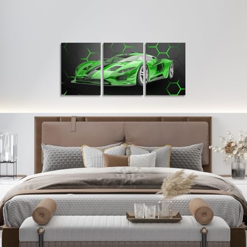 Feelyou Race Car Wall Art 12" x 16" x 3 - color: Jungle Green