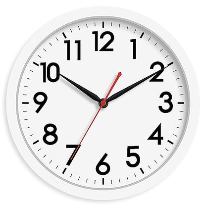 AKCISOT 10 Inch Wall Clock, Silent Battery Operated Analog Clock, White - color: C_white, size: 10 Inch