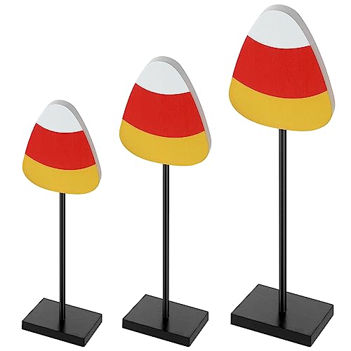 3 Pcs Halloween Wood Candy Corn Table Decor Centerpieces, 3 Size - style: Candy Corn