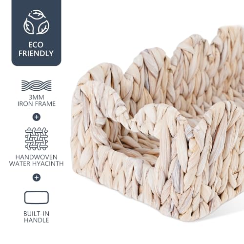 Coeusy Scalloped Toilet Paper Basket, Wicker Basket for Bathroom Organizer - color: White Rectangular