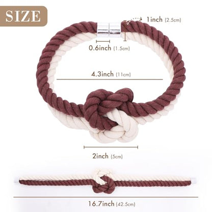 NICEEC Cotton Rope Magnetic Curtain Tiebacks, 4 Pack, Coffee & Beige - color: Coffee & Beige, size: 4 Pack