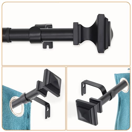 1 Pack Boho Rustic Adjustable Wood Curtain Rod 32-45 Inch, Black - color: Black, size: 32'' - 45'' (1 Pack)