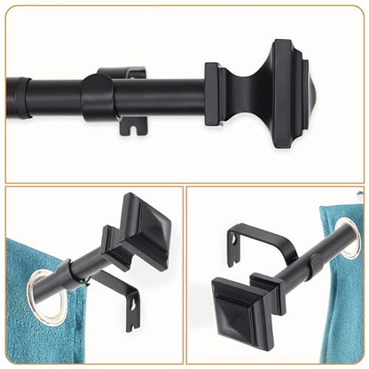 1 Pack Boho Rustic Adjustable Wood Curtain Rod 32-45 Inch, Black - color: Black, size: 32'' - 45'' (1 Pack)