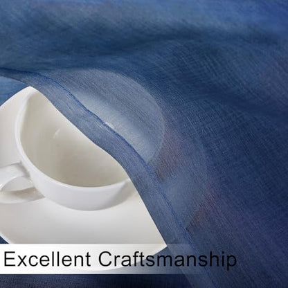 DWCN Sheer Curtain Valance - Linen Look Small Window Curtains for Cafe & Kitchen Windows - Rod Pocket Semi Sheer Drapes, Dusty Blue, 1 Panel, 42W x 18L Inch - color: Dusty Blue, size: 42"W x 18"L (Pack of 1)