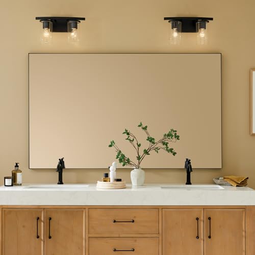Kichler Crosby 2-Light Bathroom Vanity Light, Black - color: Black, size: 2 Light, style: Clear Glass