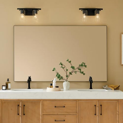 Kichler Crosby 2-Light Bathroom Vanity Light, Black - color: Black, size: 2 Light, style: Clear Glass