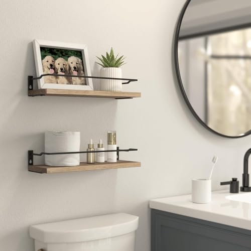 RICHER HOUSE Floating Shelves Bathroom, Small Wall Shelf Over Toilet 2 Set - color: Carbonized Black