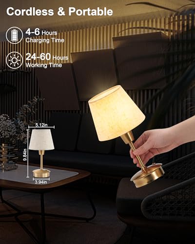 2 Pack Small Rechargeable Cordless Table Lamp for Restaurant Bar