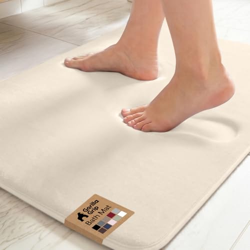 GORILLA GRIP® Memory Foam Bath Rug for Bathroom, 24x17 Cream - color: Cream, size: 24" X 17"