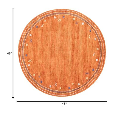 SAFAVIEH Himalaya Collection Area Rug - 4' Round, Rust, Handmade Boho Tribal Wool, Ideal for High Traffic Areas in Living Room, Bedroom (HIM563P) - color: Rust, size: 4' (Round)