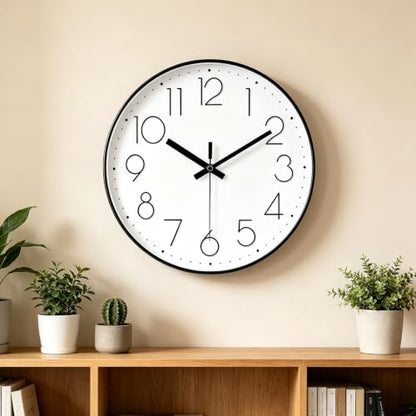 2 Pack Black&Silver Wall Clock 12" Silent Wall Clocks Battery Operated - color: Black&silver, size: 12 Inch