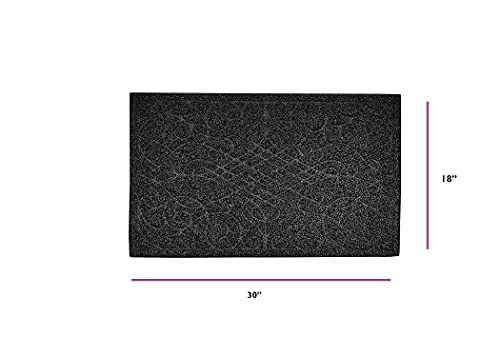 Superio Non-Slip Welcome Doormat for Entry, Indoor Outdoor, Heavy Duty, Waterproof, Easy Clean, Low-Profile Mats for Entry, Garage, Patio, High Traffic Areas, Black Victorian Gate Coir - 18"x30" - color: Black