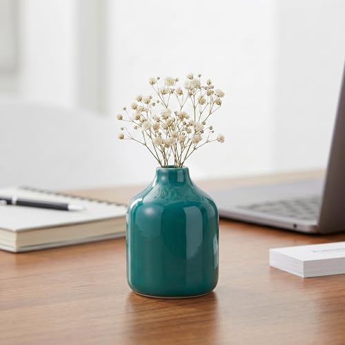 Sunddo Small Green Ceramic Bud Vase, 4 Inch - color: Dark Green, size: 4 inch