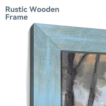 summer melody Rustic Lake Landscpe Wooden Framed Wall Art 45x30 Inch - color: Blue, size: 45"L x 30"W