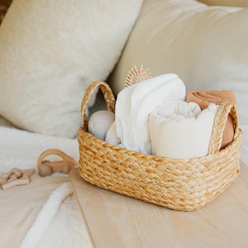 Beautiful Storage Basket Set of 4 - Natural Jute Rope Bins for Shelves