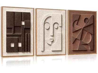 CHDITB 3D Textured Abstract Face Relief Wall Art Neutral Geometric Painting - color: 3d Geometric