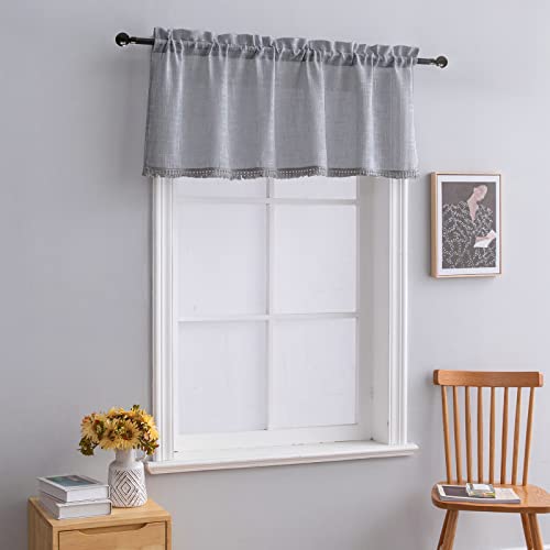 Beda Home Tassel Linen Textured Swag Curtain Valance, Grey, 52 x 18 in - color: Grey, size: 52"W x 18"L (Pack of 1)