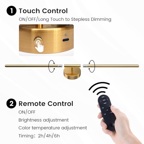 JOFIOS Battery Operated Wall Sconces Set of 2, 34.7In Gold Remote Control - color: Gold, size: 34.7 inch