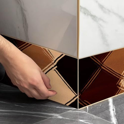 IVN Wallpaper Border Peel and Stick Wall Brown Diamond Check 4x196 Inch - color: Brown Diamond Check