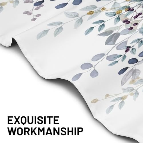 Dark Blue Eucalyptus Leaves Valances for Windows 2 Panels, 42x12 in - color: Eucalyptus Leaves-dark Blue, size: 42"W x 12"L (Pack of 2)