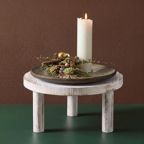 Elsjoy Set of 3 Farmhouse Wooden Cake Display Stand, Rustic Cupcake Riser