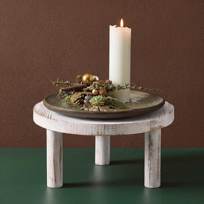 Elsjoy Set of 3 Farmhouse Wooden Cake Display Stand, Rustic Cupcake Riser