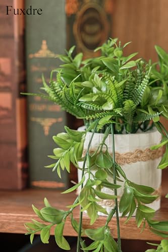2 Pack Fake Hanging Plants, Faux Eucalyptus Vine Fern and String of Pearls - color: Hangingb-2pcs