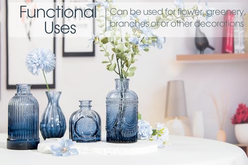 TBWIND 12Pcs Blue Glass Bud Vases Set, Small Vases for Flowers - color: Blue, size: 12Pcs