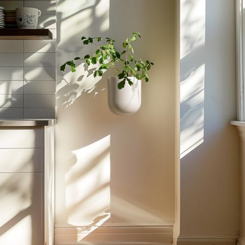 LA Jolie Muse Wall Planters for Indoor Plants, Hanging Flower Pots, 2 Pack - color: White