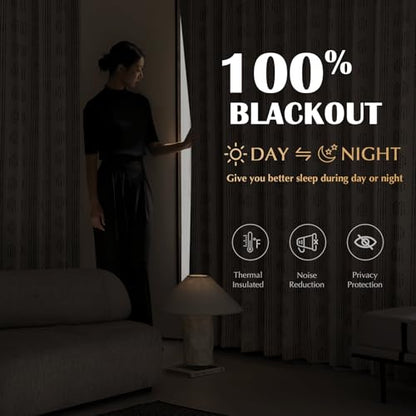 100% Blackout Black Boho Curtains, 90 Inches, 2 Panels for Bedroom - color: Black, size: 52"W x 90"L (Pack of 2)