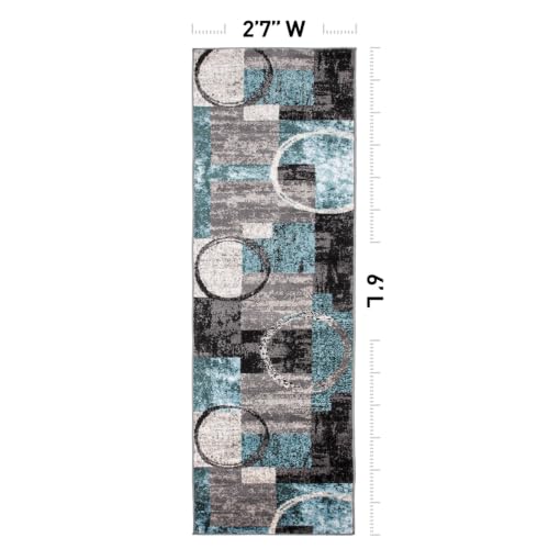 Rugshop Circle Design Contemporary Jute Backing Runner Rug Gray 2'7" x 6' - color: Grey, size: 2'7" x 6' (Runner)