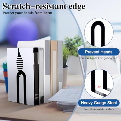 Chunful Metal Bookends, 2 Pcs, Black, Round - color: Black, size: Round