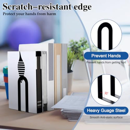 Chunful Metal Bookends, 2 Pcs, Black, Round - color: Black, size: Round