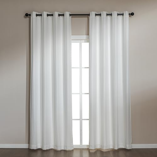 Amazon Basics Chenille Room Darkening Curtains, Light Filtering Window Drapes for Bedroom and Living Room, 2-Panel Set with Grommets, 52" W × 95" L, White Solid - color: White, size: 52"W x 95"L (Pack of 2)