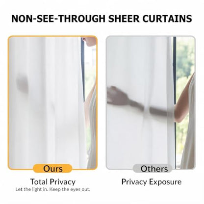 Non-See-Through White Privacy Sheer Curtains 90 Inch Long 2 Panels - color: White, size: 52"W x 90"L (Pack of 2)