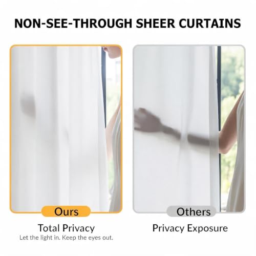 Non-See-Through White Privacy Sheer Curtains 42 x 90 Inch Long - color: White, size: 42"W x 90"L (Pack of 2)