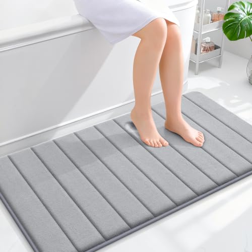 OLANLY Memory Foam Long Bathroom Rugs Runner 44x24, Super Soft Absorbent - color: Grey, size: 44" X 24"