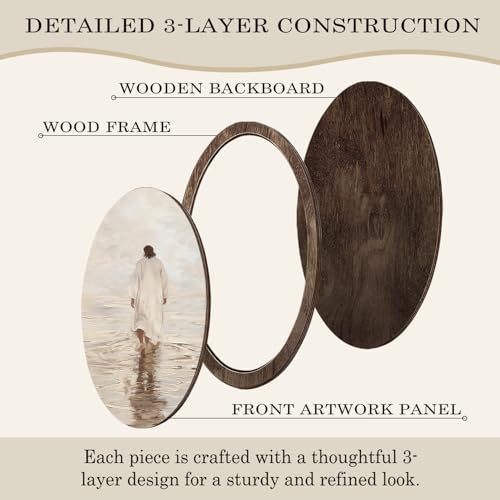 YZSLA Christian Wall Art Decor,Jesus Christ Walking on Water Oval Wall Art - color: Jesus-1