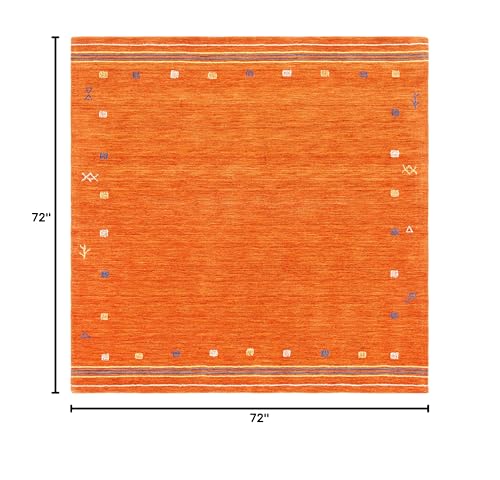 SAFAVIEH Himalaya Collection Area Rug - 6' Square, Rust, Handmade Boho Tribal Wool, Ideal for High Traffic Areas in Living Room, Bedroom (HIM563P) - color: Rust, size: 6' x 6' (Square)